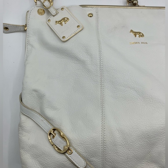 EMMA FOX tote satchel large HANDBAG White Leather Shoulder & Handle - Picture 4 of 16